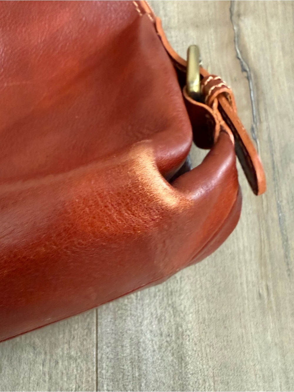 Florence Leather Handbag Purse Made in Italy Glossy Orange Brown Shoulder Bag - Picture 13 of 16